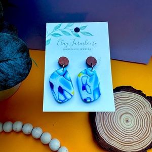 Mokume cane clay earrings